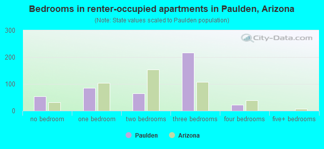 Bedrooms in renter-occupied apartments in Paulden, Arizona