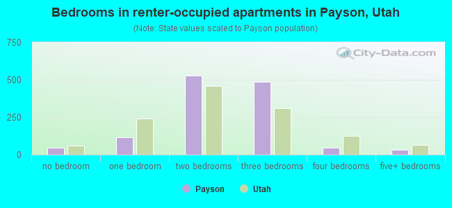 Bedrooms in renter-occupied apartments in Payson, Utah