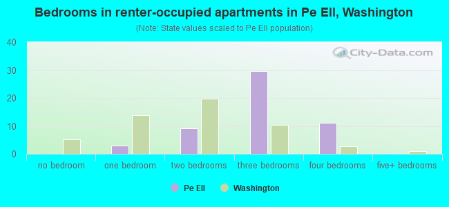 Bedrooms in renter-occupied apartments in Pe Ell, Washington