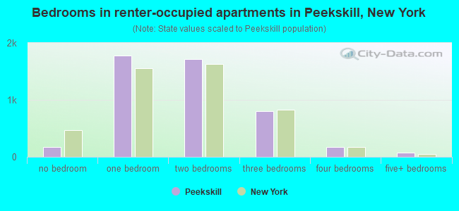 Bedrooms in renter-occupied apartments in Peekskill, New York