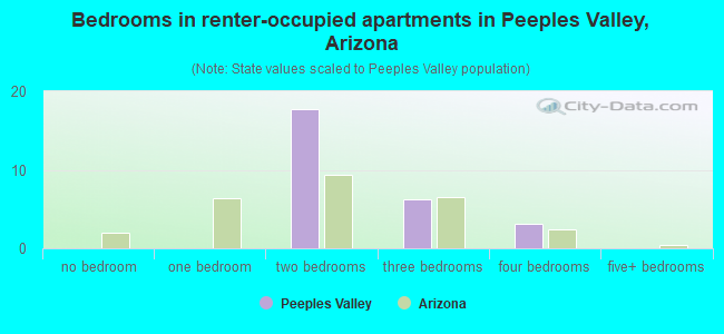 Bedrooms in renter-occupied apartments in Peeples Valley, Arizona