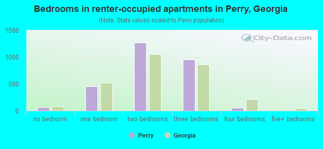 Bedrooms in renter-occupied apartments in Perry, Georgia