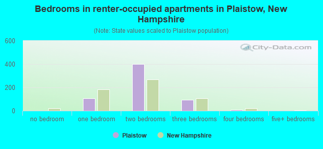Bedrooms in renter-occupied apartments in Plaistow, New Hampshire