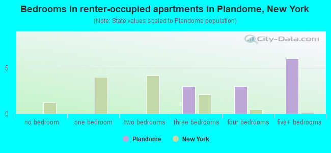 Bedrooms in renter-occupied apartments in Plandome, New York