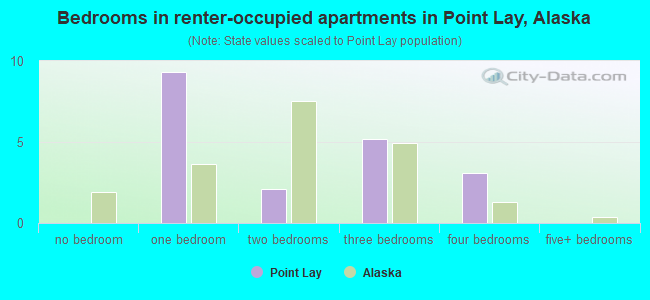 Bedrooms in renter-occupied apartments in Point Lay, Alaska