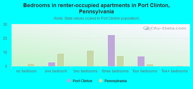 Bedrooms in renter-occupied apartments in Port Clinton, Pennsylvania