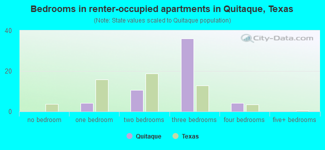 Bedrooms in renter-occupied apartments in Quitaque, Texas
