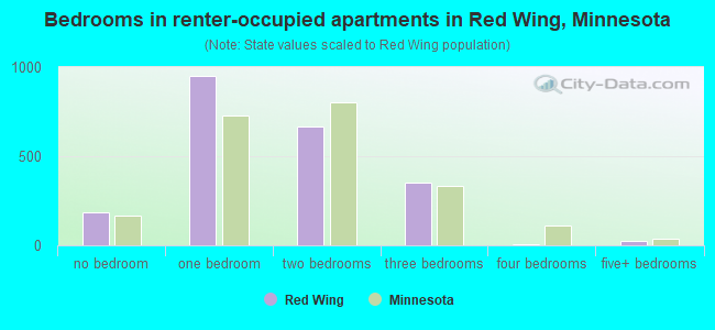 Bedrooms in renter-occupied apartments in Red Wing, Minnesota
