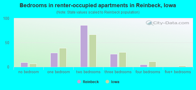 Bedrooms in renter-occupied apartments in Reinbeck, Iowa