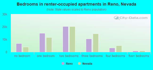 Bedrooms in renter-occupied apartments in Reno, Nevada