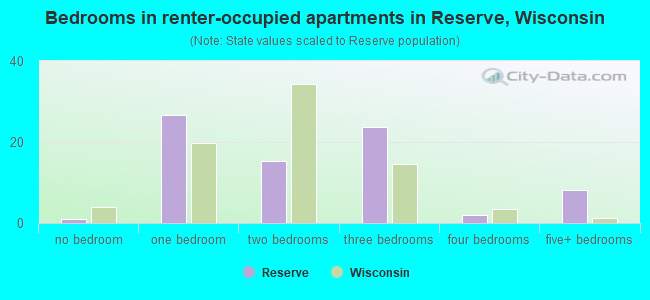 Bedrooms in renter-occupied apartments in Reserve, Wisconsin