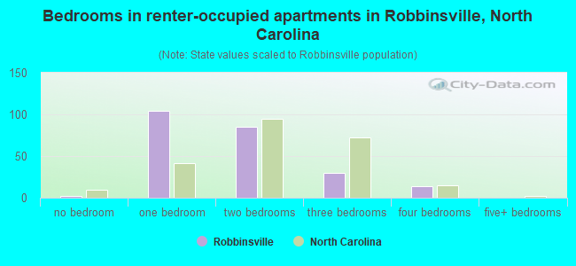 Bedrooms in renter-occupied apartments in Robbinsville, North Carolina