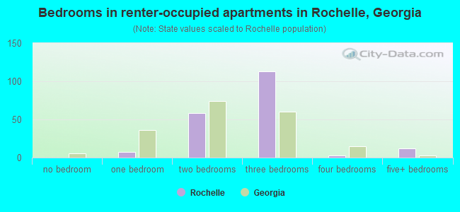 Bedrooms in renter-occupied apartments in Rochelle, Georgia