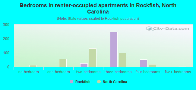 Bedrooms in renter-occupied apartments in Rockfish, North Carolina