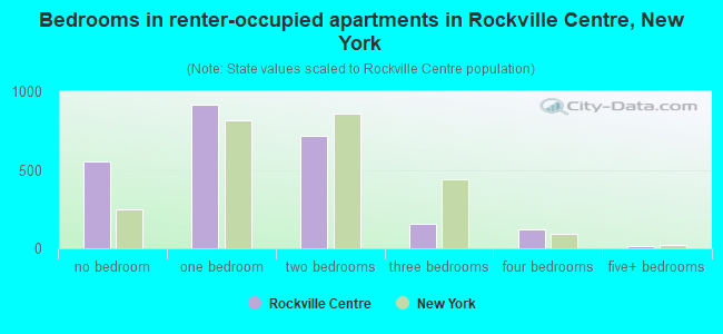 Bedrooms in renter-occupied apartments in Rockville Centre, New York