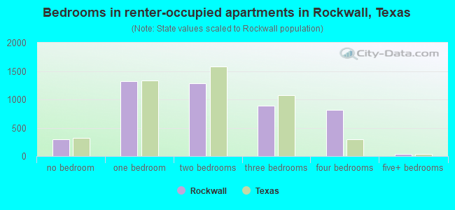 Bedrooms in renter-occupied apartments in Rockwall, Texas