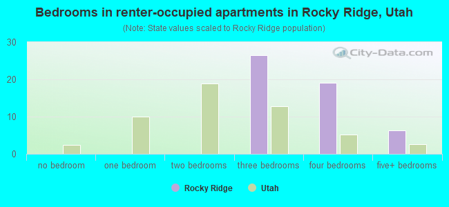 Bedrooms in renter-occupied apartments in Rocky Ridge, Utah