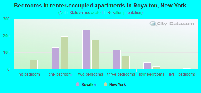 Bedrooms in renter-occupied apartments in Royalton, New York