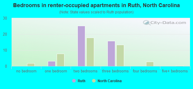 Bedrooms in renter-occupied apartments in Ruth, North Carolina