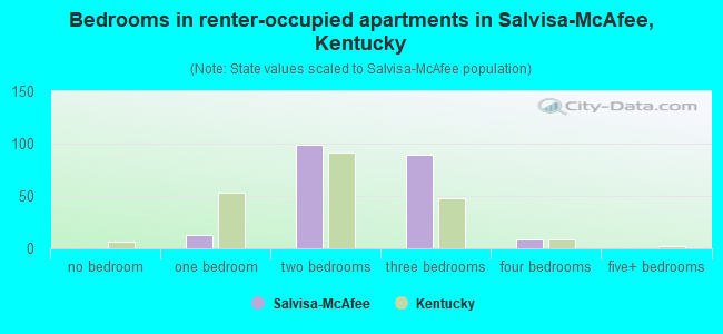 Bedrooms in renter-occupied apartments in Salvisa-McAfee, Kentucky