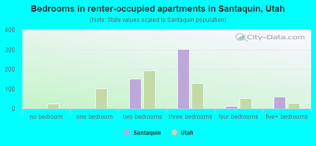 Bedrooms in renter-occupied apartments in Santaquin, Utah
