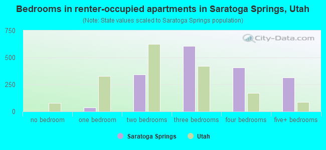 Bedrooms in renter-occupied apartments in Saratoga Springs, Utah
