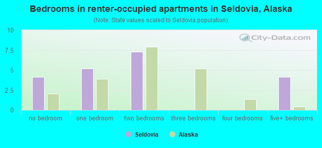 Bedrooms in renter-occupied apartments in Seldovia, Alaska