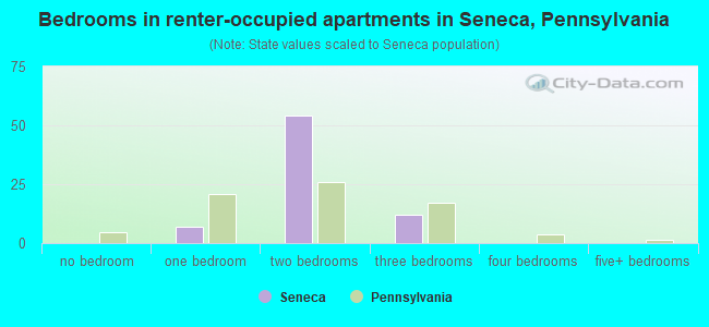 Bedrooms in renter-occupied apartments in Seneca, Pennsylvania