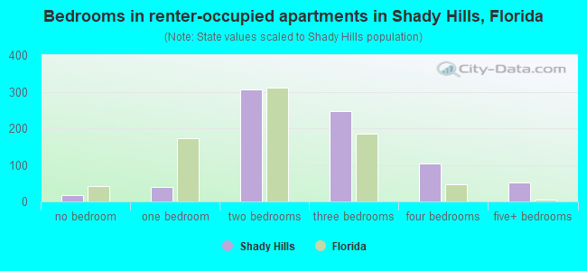 Bedrooms in renter-occupied apartments in Shady Hills, Florida