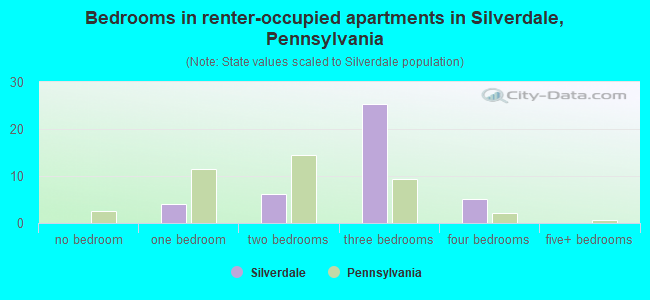 Bedrooms in renter-occupied apartments in Silverdale, Pennsylvania