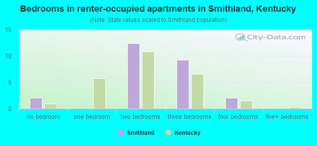 Bedrooms in renter-occupied apartments in Smithland, Kentucky