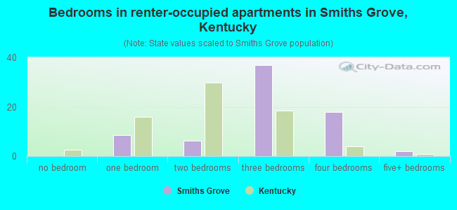Bedrooms in renter-occupied apartments in Smiths Grove, Kentucky