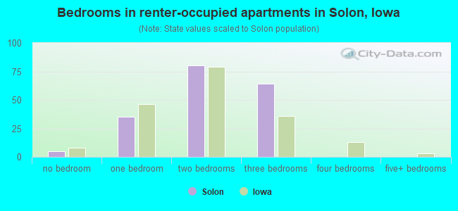 Bedrooms in renter-occupied apartments in Solon, Iowa