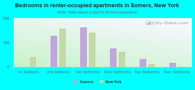 Bedrooms in renter-occupied apartments in Somers, New York