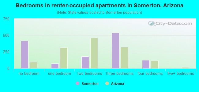 Bedrooms in renter-occupied apartments in Somerton, Arizona
