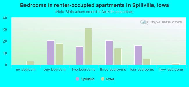 Bedrooms in renter-occupied apartments in Spillville, Iowa