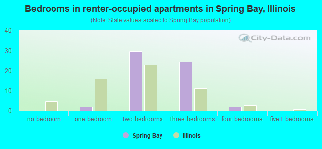 Bedrooms in renter-occupied apartments in Spring Bay, Illinois