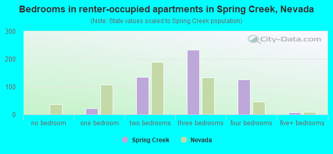 Bedrooms in renter-occupied apartments in Spring Creek, Nevada