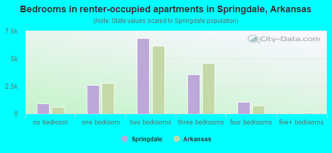 Bedrooms in renter-occupied apartments in Springdale, Arkansas