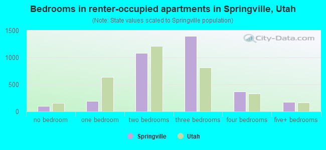 Bedrooms in renter-occupied apartments in Springville, Utah