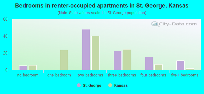 Bedrooms in renter-occupied apartments in St. George, Kansas