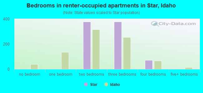 Bedrooms in renter-occupied apartments in Star, Idaho