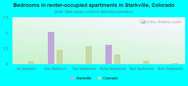 Bedrooms in renter-occupied apartments in Starkville, Colorado