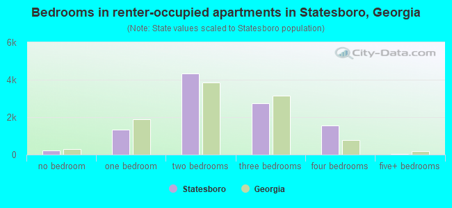 Bedrooms in renter-occupied apartments in Statesboro, Georgia