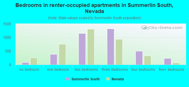 Bedrooms in renter-occupied apartments in Summerlin South, Nevada