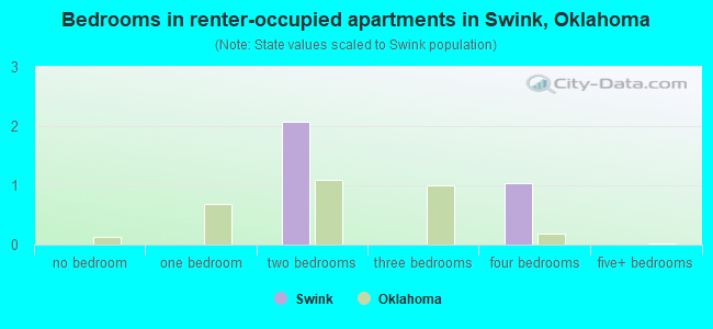 Bedrooms in renter-occupied apartments in Swink, Oklahoma