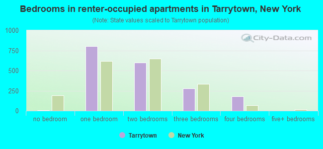 Bedrooms in renter-occupied apartments in Tarrytown, New York