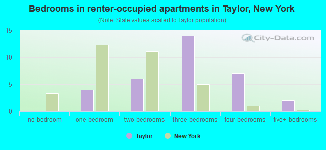 Bedrooms in renter-occupied apartments in Taylor, New York