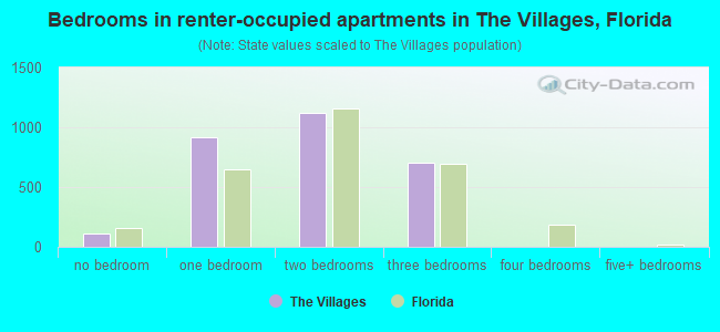 Bedrooms in renter-occupied apartments in The Villages, Florida