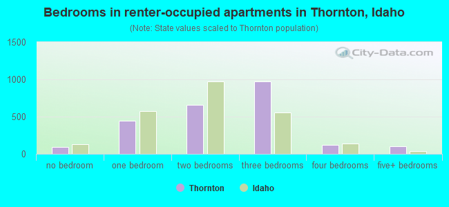 Bedrooms in renter-occupied apartments in Thornton, Idaho